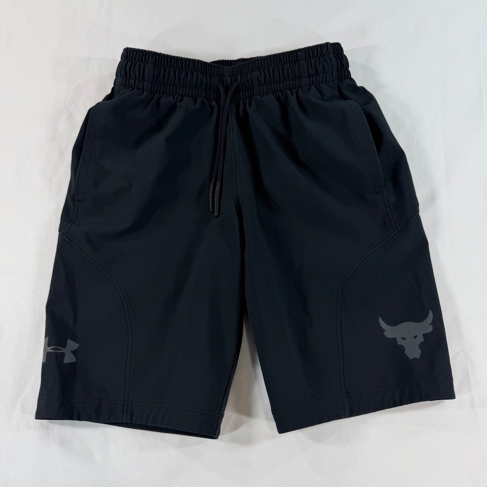 Under Armour Project Rock Kids Black HeatGear Athletic Training Shorts YSM Small